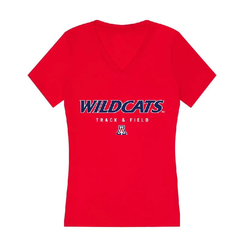 Arizona - NCAA Women's Track & Field : Dakota Minor - Women's V-Neck T-Shirt-- Embroidered Appliqued Beaded