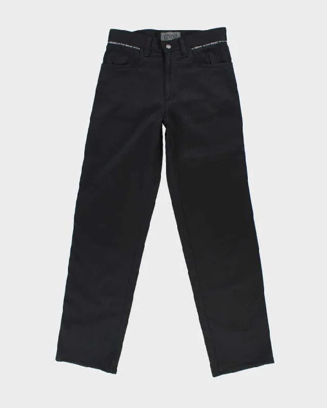Vintage 90s Versace Black Trousers - W30 L32 Cropped Trousers Casual Linen