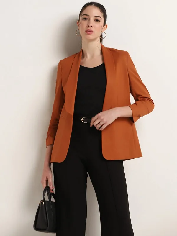 Wardrobe Rust Notched Lapel Blazer Women's Classic Blazer
